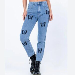 Light blue straight leg stretch Butterfly Jean Front and Back--XL--407